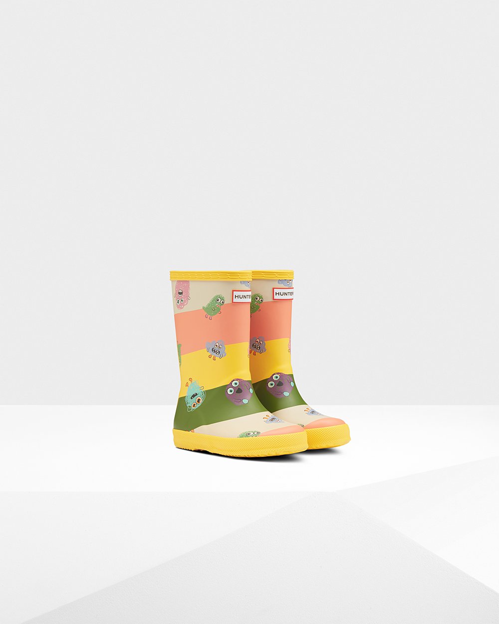 Kids Hunter Original First Classic Scribble Print - Rain Boots Yellow - 7513-NSFYJ